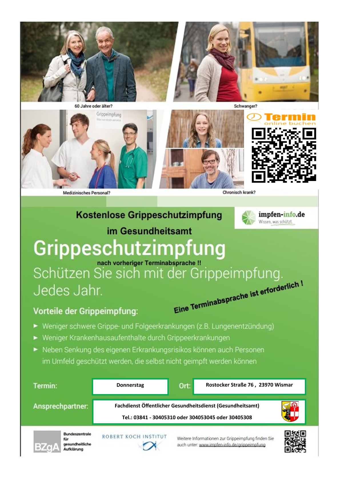 Plakat kostenlose Grippeschutzimpfung LK NWM 2025